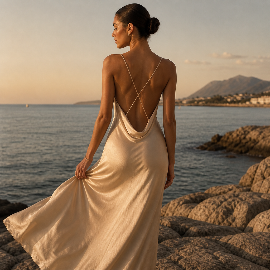 Elira | Vestido Satinado Largo Elegante para Mujer