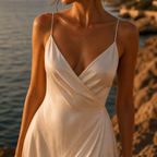 Selena | Vestido Largo Satinado con Abertura para Mujer