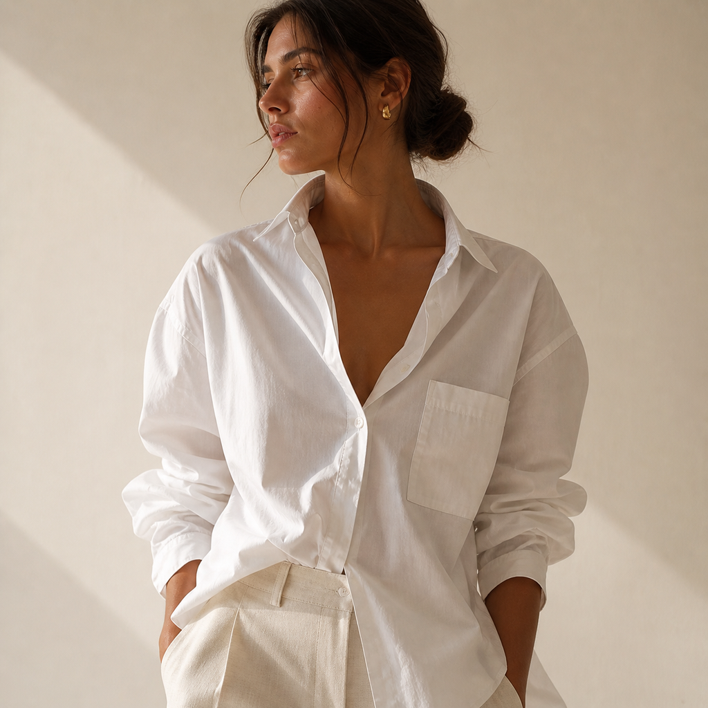 Livia | Camisa Blanca Oversize Elegante para Mujer