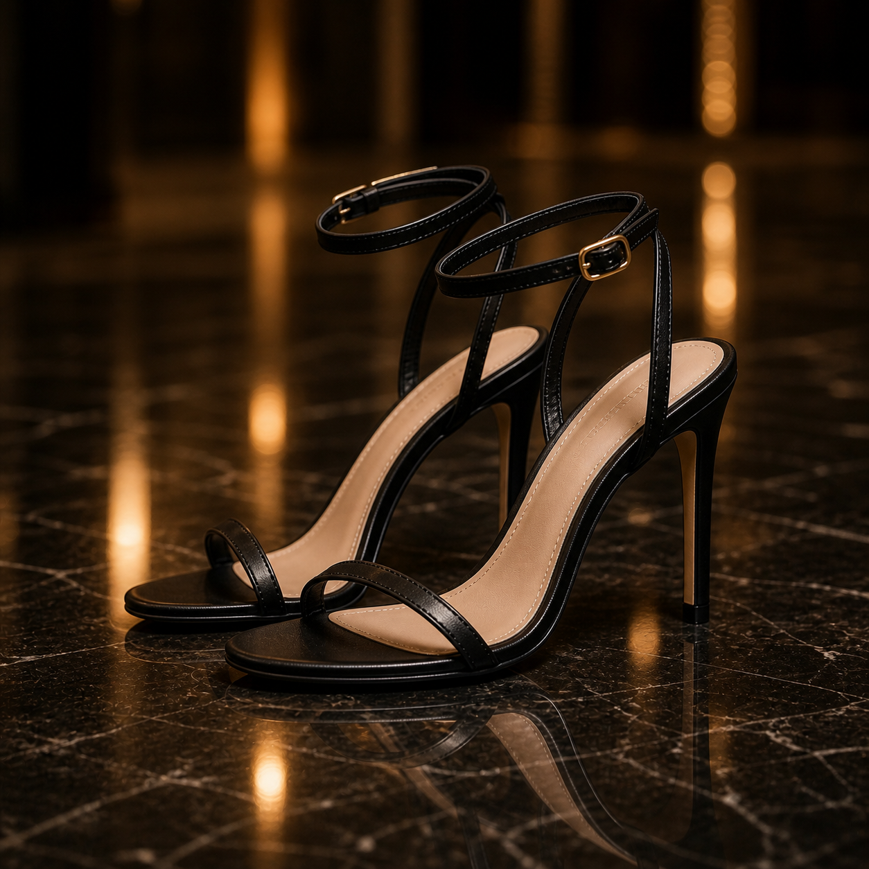 Noira | Sandalias de Tacón Negro Elegantes para Mujer