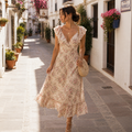 Almira | Vestido Floral Midi Cruzado para Mujer